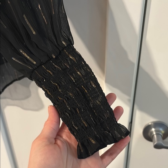 Chic Black and Gold Women's Blouse - Picture 4 of 5